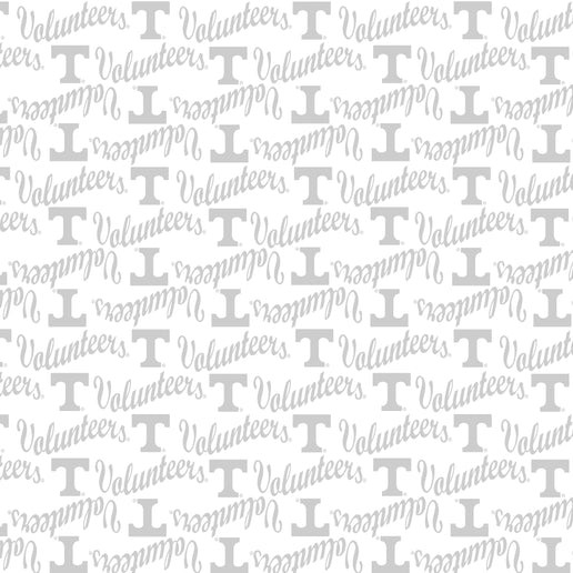 OFFICIAL LICENSED Tennessee Volunteers White Tonal Cotton Fabric