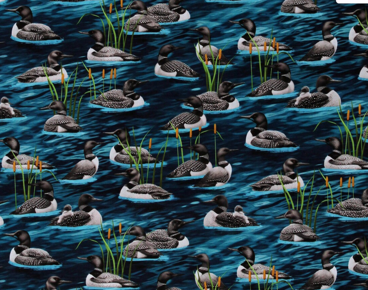 Lake Life Loons on Water Cotton Fabric