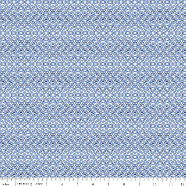 Everbloom Blue Floral Tile Cotton Fabric