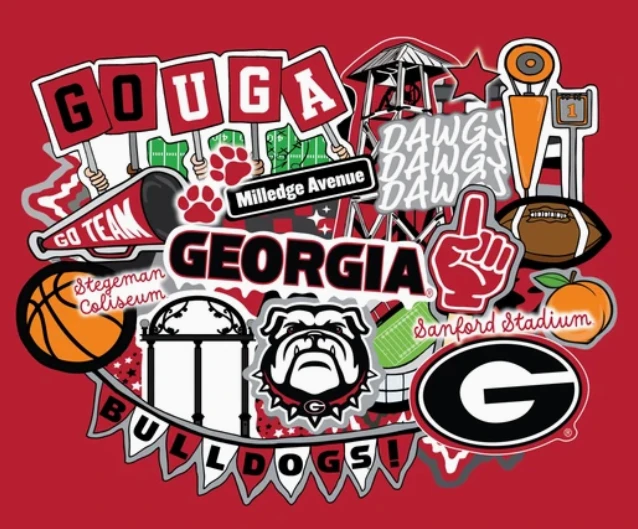 University of Georgia "Doodle Panel Designed by Sammy" 100% Cotton Fabric Panel