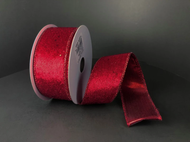 Red Glitter Lush Velvet Wired Ribbon 1.5"