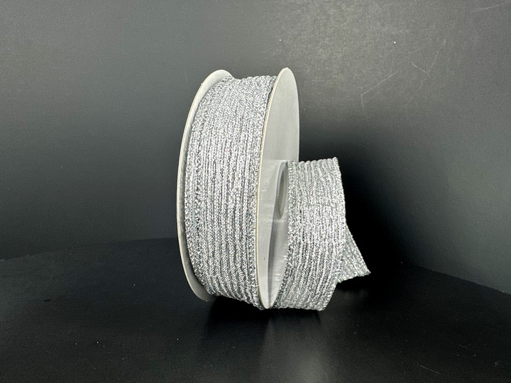 Silver Metallic Wrinkled Ribbon 7/8" X 10YD
