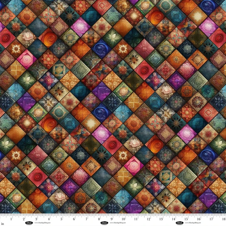 Forget Me Not Decorative Quilt Diamonds Cotton Fabric