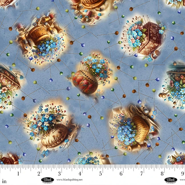 Forget Me Not Vintage Pincushions Cotton Fabric