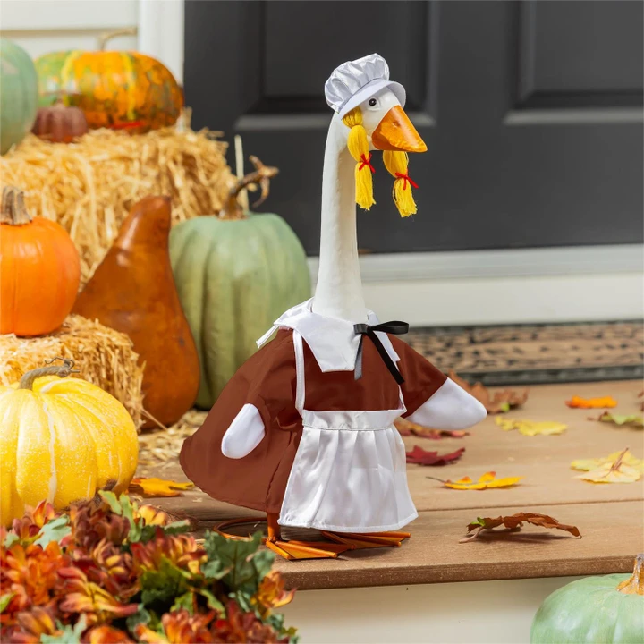 Giddy the Goose Harvest Pilgrim Girl Outfit - Fits 21" Porch Goose