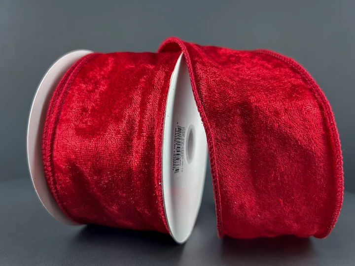 Red Lush Velvet Wired Ribbon 2.5"