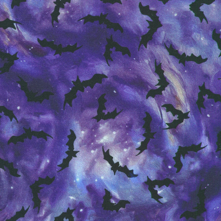 Moon Spell Midnight Purple Bats Cotton Fabric