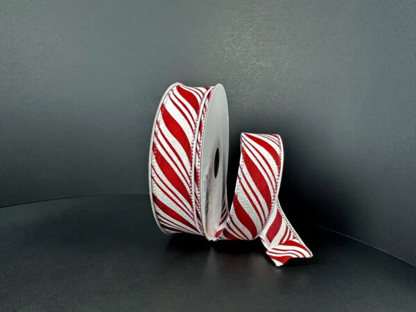 Candy Cane Stripe Wired Ribbon - 7/8 Inch