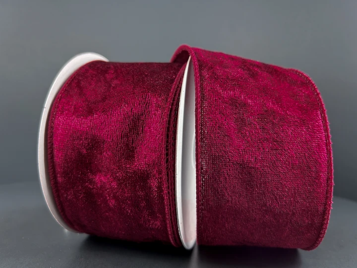 Burgundy Lush Velvet Wired Ribbon - 2.5"