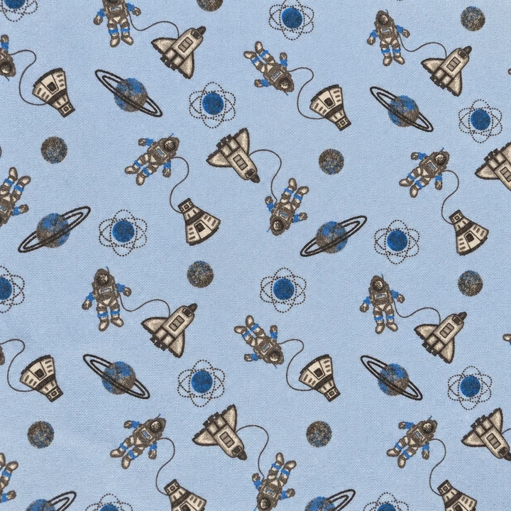 Spacewalk Astronauts & Spaceships FLANNEL Fabric