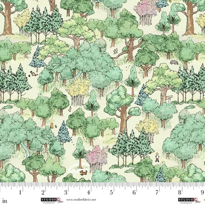 Classic Winnie Hundred Acre Wood Forest Cotton Fabric