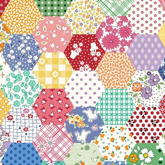 108" Wide Aunt Grace Hexagon Patchwork Multi Quilt Back Cotton Fabric