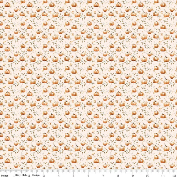 Harvest on the Prairie Pumpkins Cream Cotton Fabric