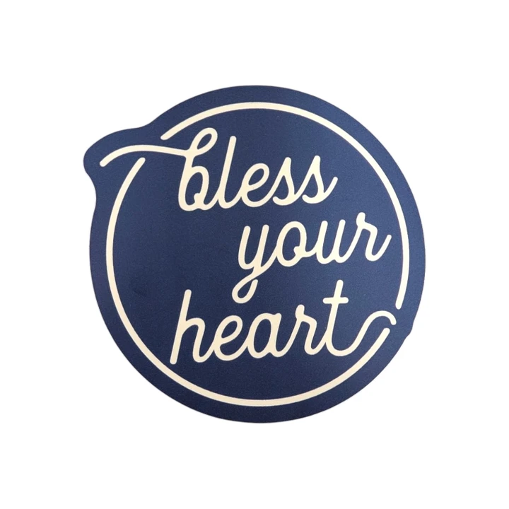 Bless Your Heart Navy Circle Sticker