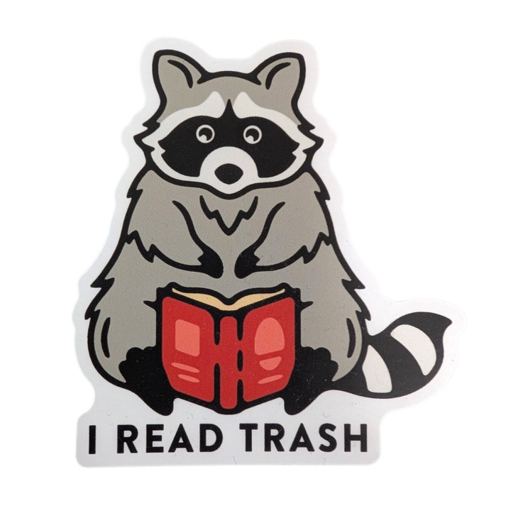 I Read Trash Raccoon Sticker