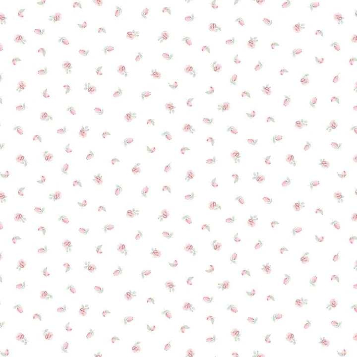 Pretty in Pink Rosebuds Buds Cotton Fabric