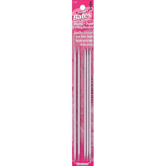 Susan Bates Silvalume Double Point Knitting Needles 7" 4/Pkg-Size: 6/4mm