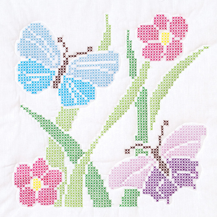 Cross Stitch Butterflies 18" Quilt Blocks
