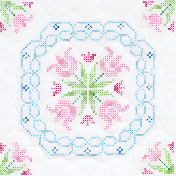 Cross Stitch Lace Tulips 18" Quilt Blocks