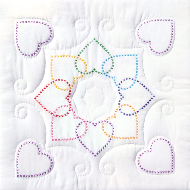 Cross Stitch Hearts Circle 18" Quilt Blocks