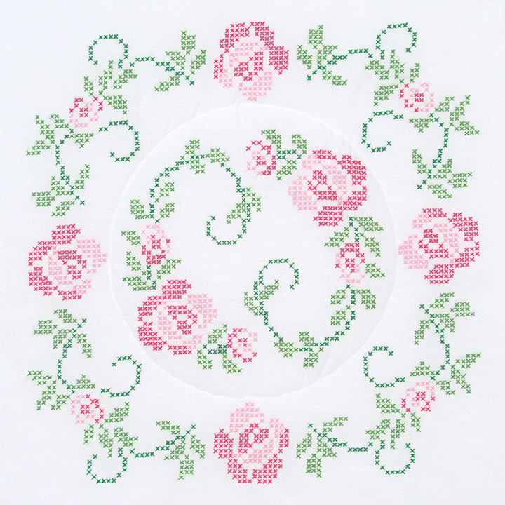 Cross Stitch Circle of Roses 18" Quilt Blocks