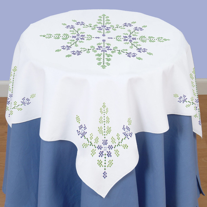 Cross Stitch Floral Table Topper