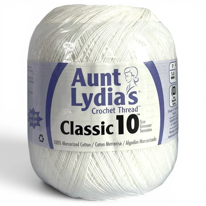 Aunt Lydia's Crochet Thread Size 10 White 1000 yds