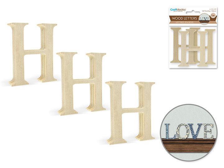 3pk 2" Standing Letter H