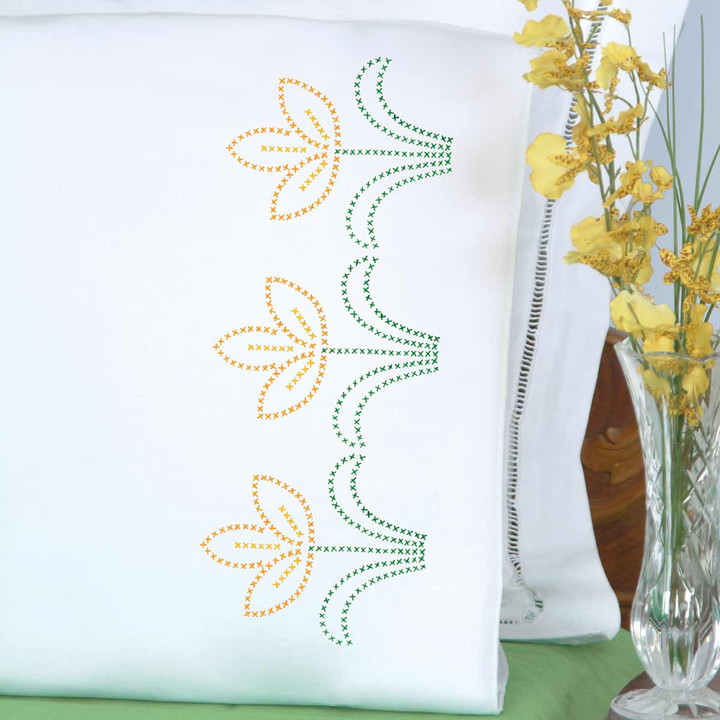 Yellow Tulips Perle Edge Pillowcases