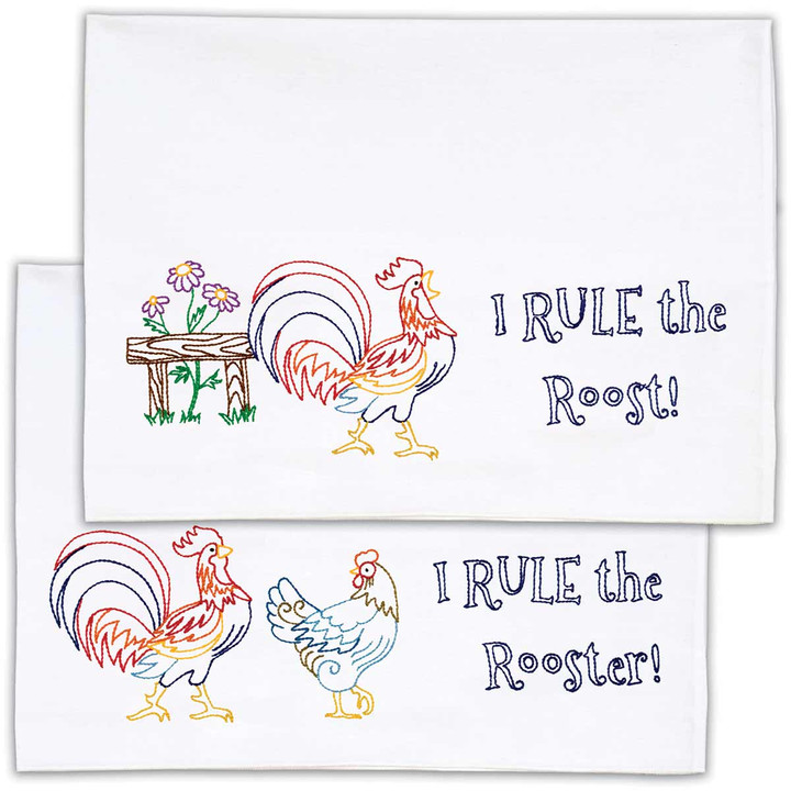 Rule the Rooster Perle Edge Pillowcases