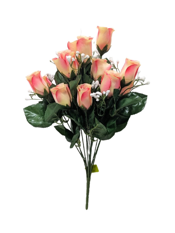 Colorfast Lillian Rose Bud Bush - Cream with Pink Tips