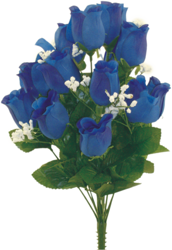 Color Fast Rose Bud Bush with Gypsophila  - Blue