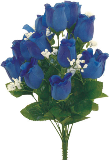 Color Fast Rose Bud Bush with Gypsophila  - Blue