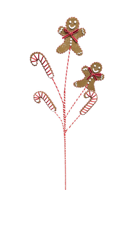 Gingerbread & Candy Cane Christmas Tree Pick