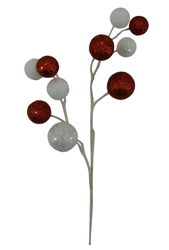 11" Glitter Ball Pick - Red & White