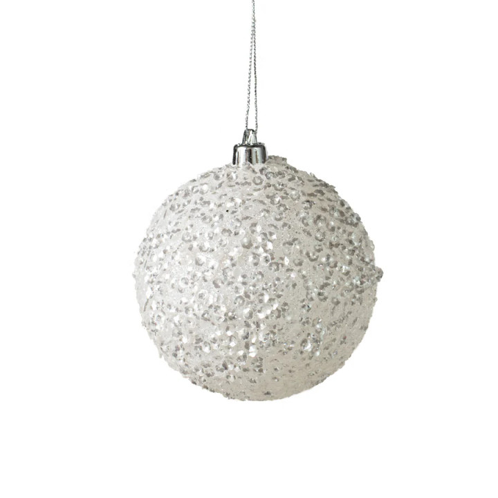 White Glitter Ball Ornament