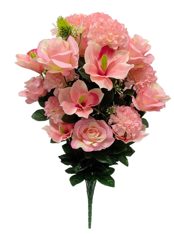 36" Orchids, Dahlias, & Roses Mixed Bush - Pink