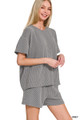 Zenana Corded Stretch Tee & Shorts - Each Piece Sold Separately