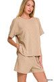 Zenana Corded Stretch Tee & Shorts - Each Piece Sold Separately