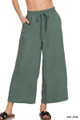 Zenana Woven Crepe Cropped Pants
