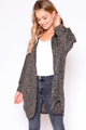 Open Front Popcorn Knit Hooded Cardigan