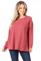 Plus Textured Knit Long Sleeve Pullover