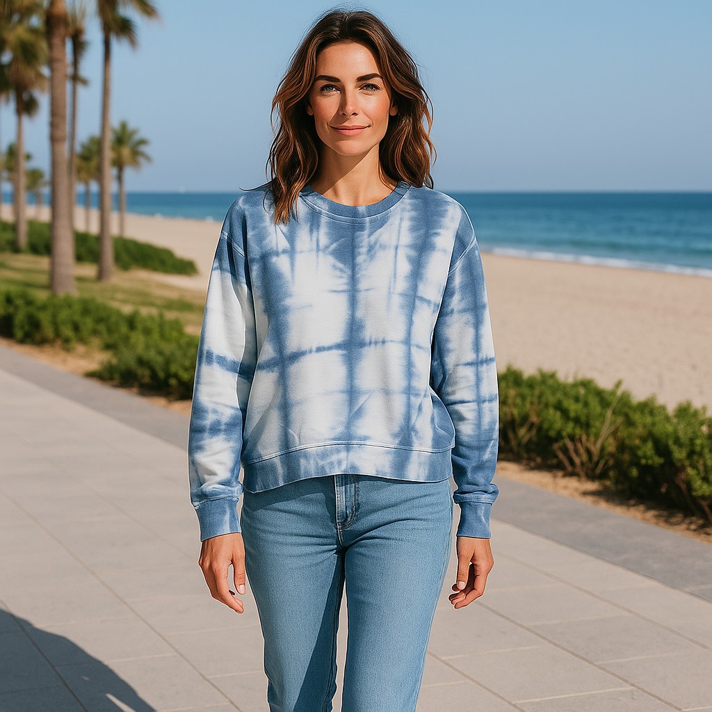 Women's Soft Tie-Dye Pullover Top with Side Slit - Ben