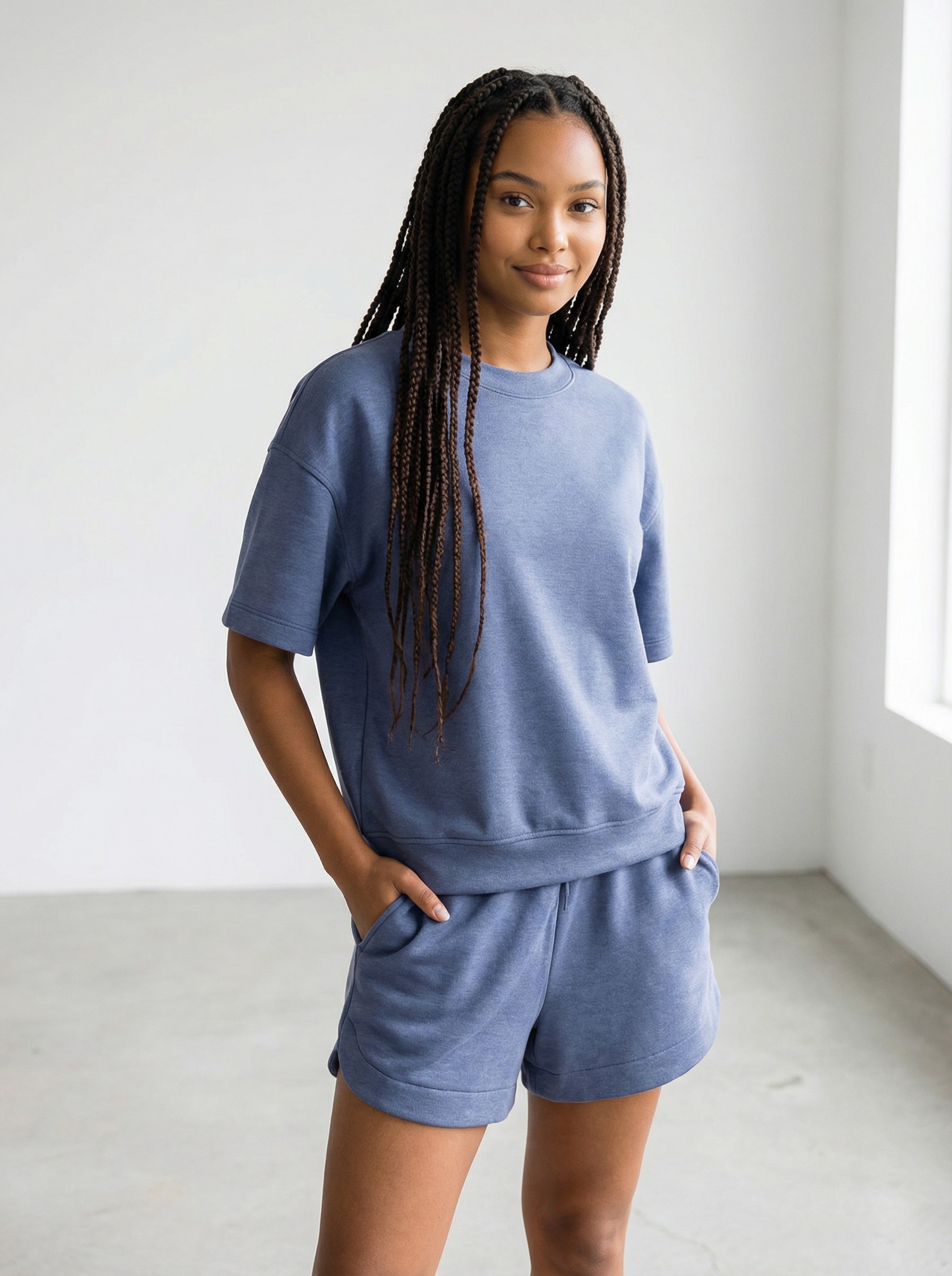 Softest* Scuba Round Neck Top & Dolphin Shorts Set ~ Each Piece