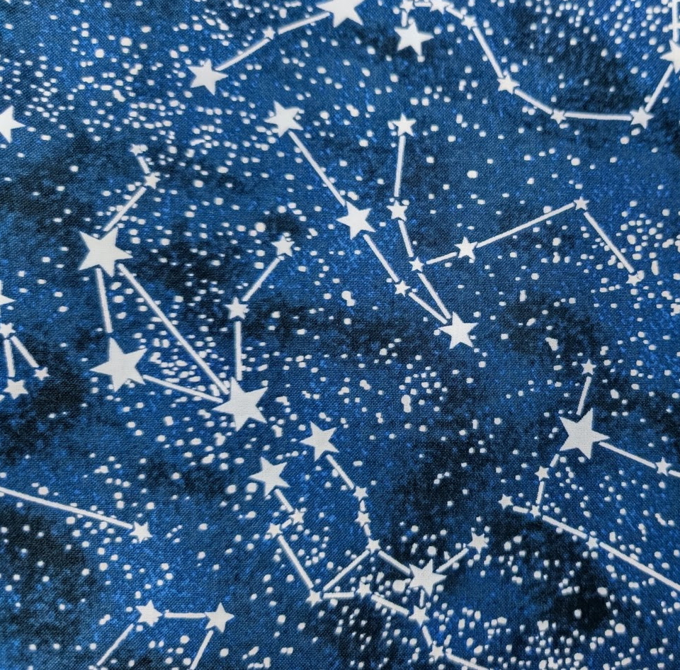 Blue Sky Constellations: Midnight Starry Night Cotton Fabric - Ben