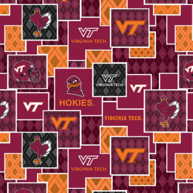 Official Licensed Virginia Tech University Argyle Boxes Cotton Fabric ...