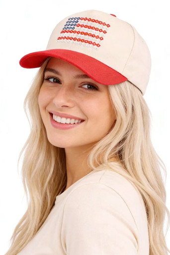 Star Floral American Flag Embroidered Two-Tone Trucker Hat - Ben
