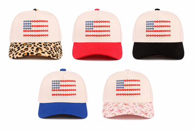 Star Floral American Flag Embroidered Two-Tone Trucker Hat - Ben
