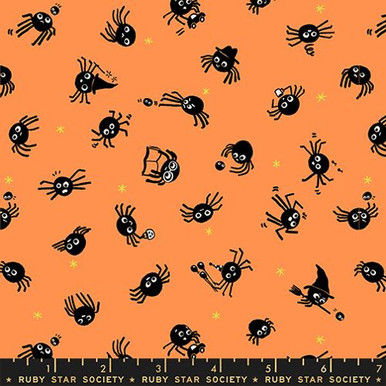 Freaky Familiars Pumpkin Spiders Cotton Fabric - Ben Franklin Online