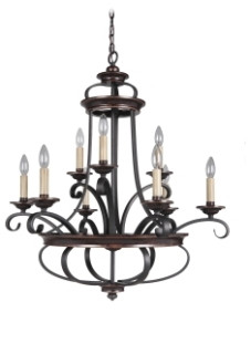 38729-AGTB CRF 9 LIGHT CHANDELIER AGED BRONZE/TEXTURED BLACK